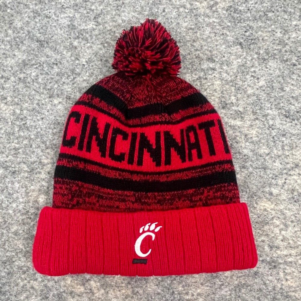 Captivating Headwear Cincinnati Bearcats Knit Pom Beanie Red Black Mens OSFM
